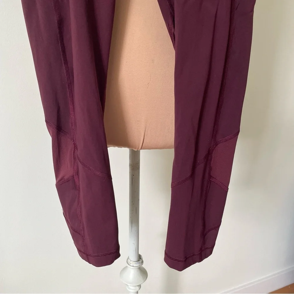 Lululemon Cassis Red Pace Rival High-Rise Mesh Panel Crop 22